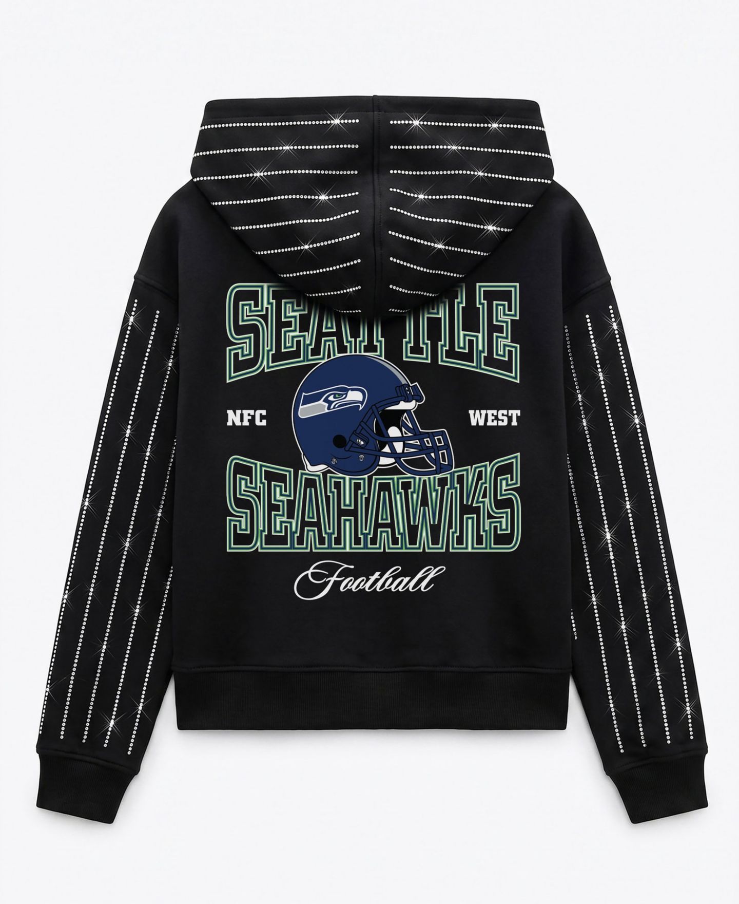 Женское худи Gameday Couture Seattle Seahawks Eyes on the Prize Cropped Full-Zip Pinstripe Rhinestone — фото 4
