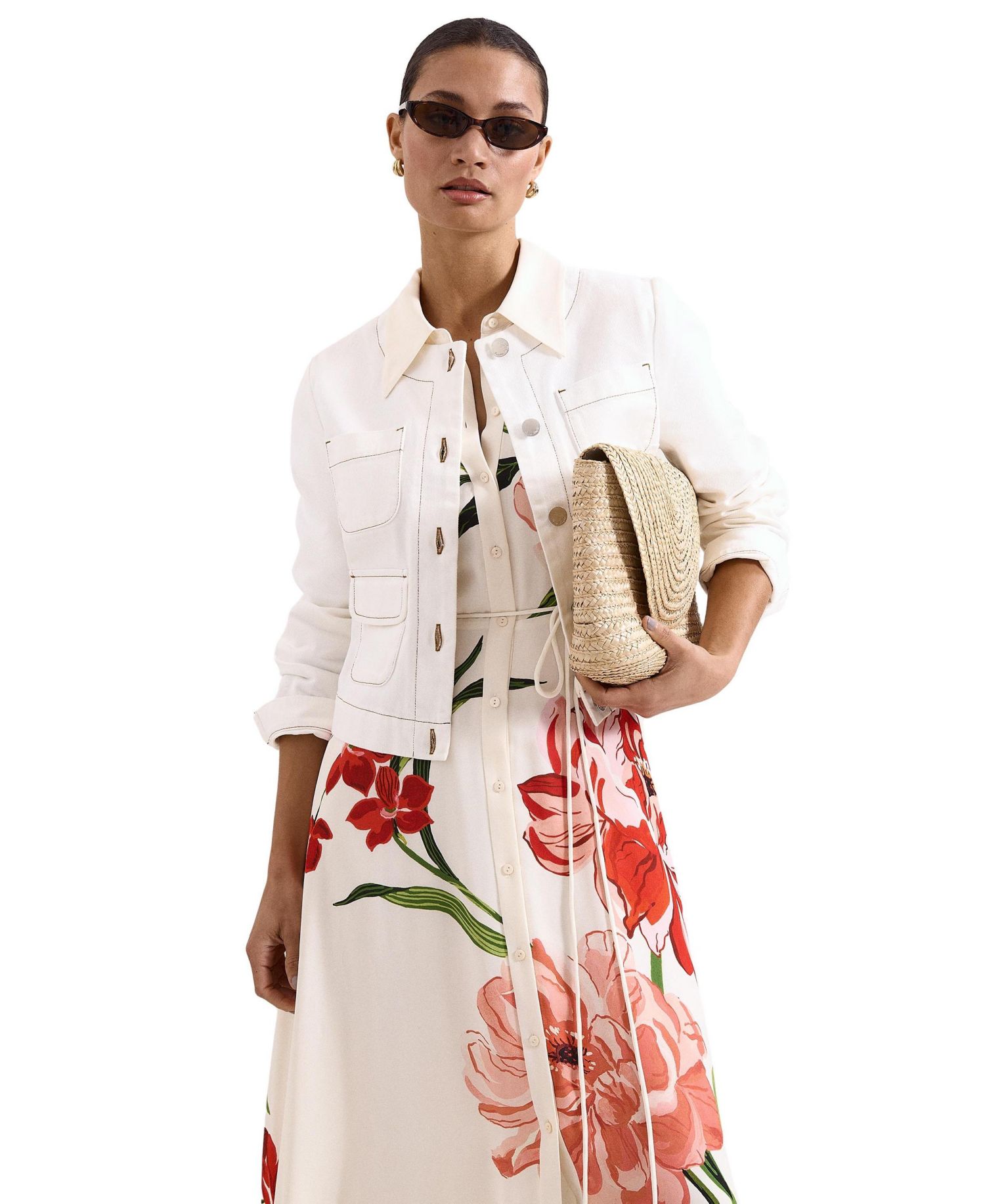 Women's Anabella Floral-Print Midi Shirt Dress