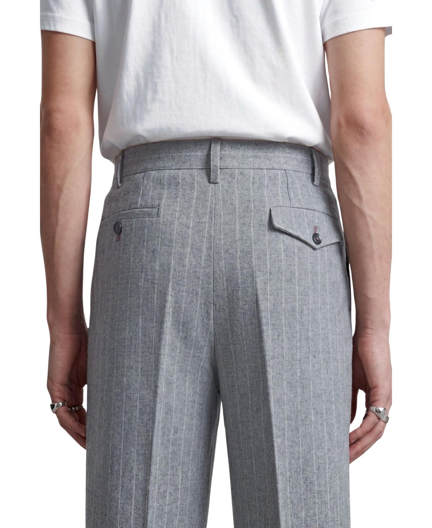 Men's Tyson Pinstripe Relaxed-Fit Wool Suit Trousers