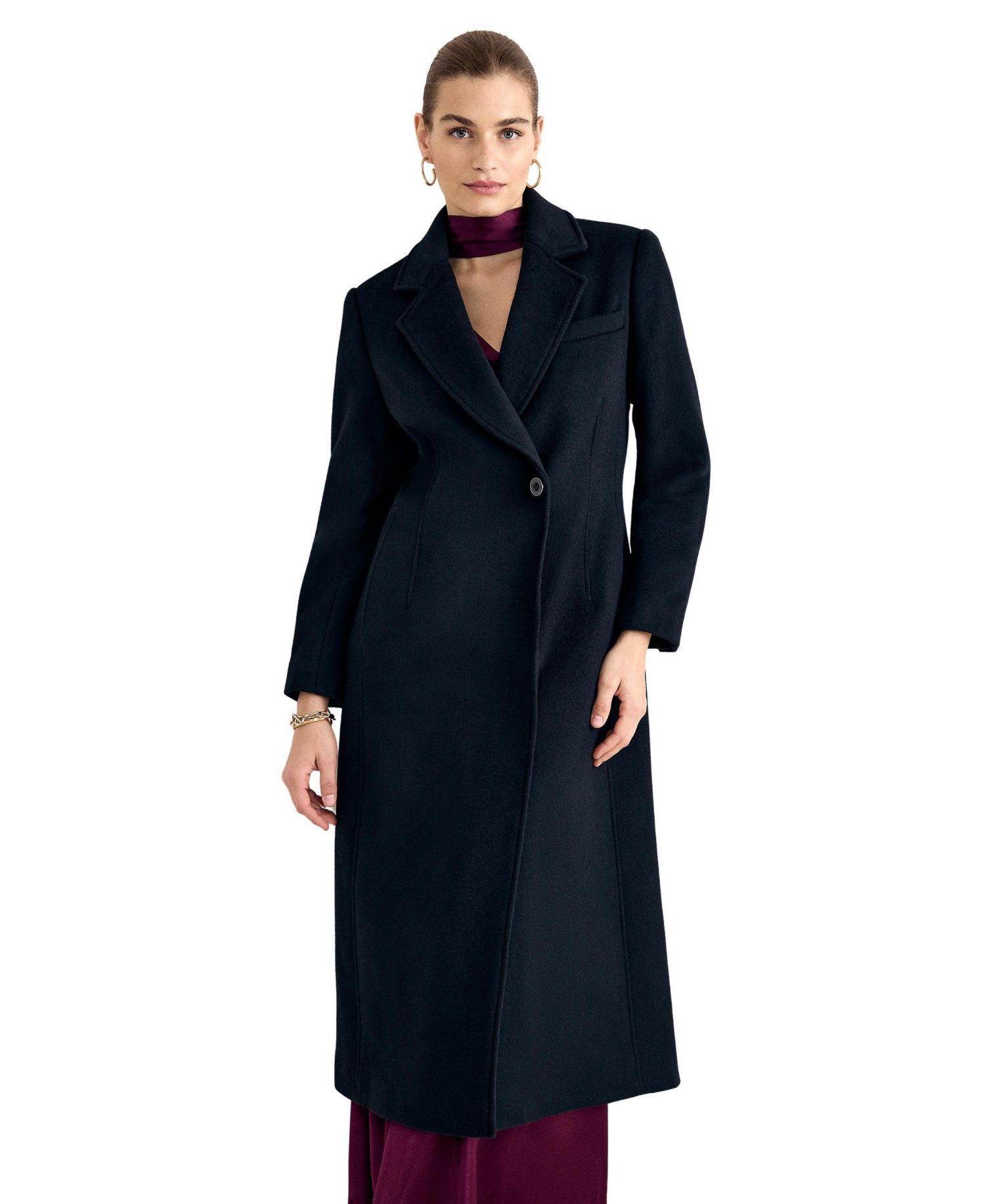 Women's Cailyn Wool-Blend Tailored Lined Maxi Coat