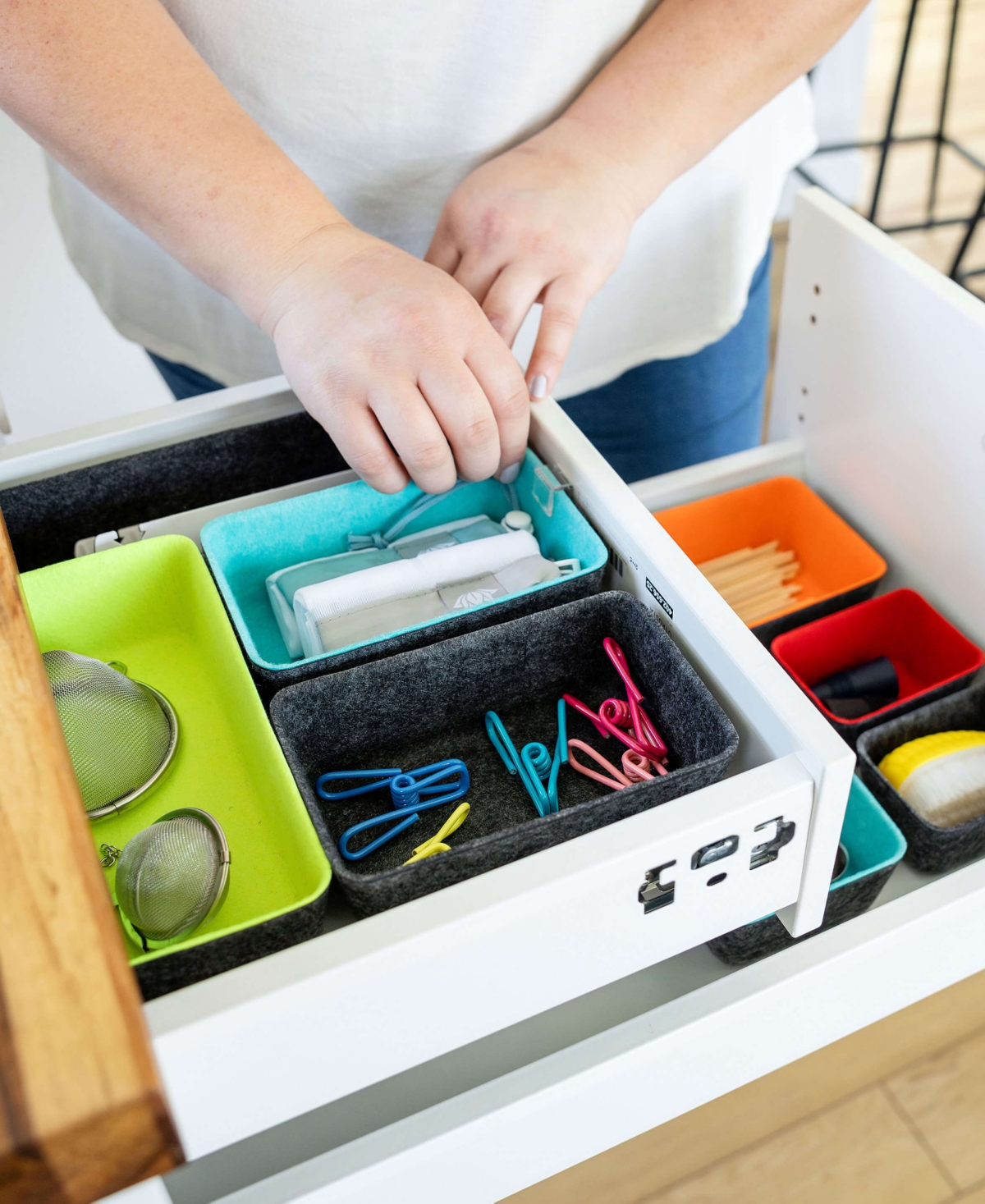 three by three Felt-Like-It Expandable Felt Bins, Set of 8