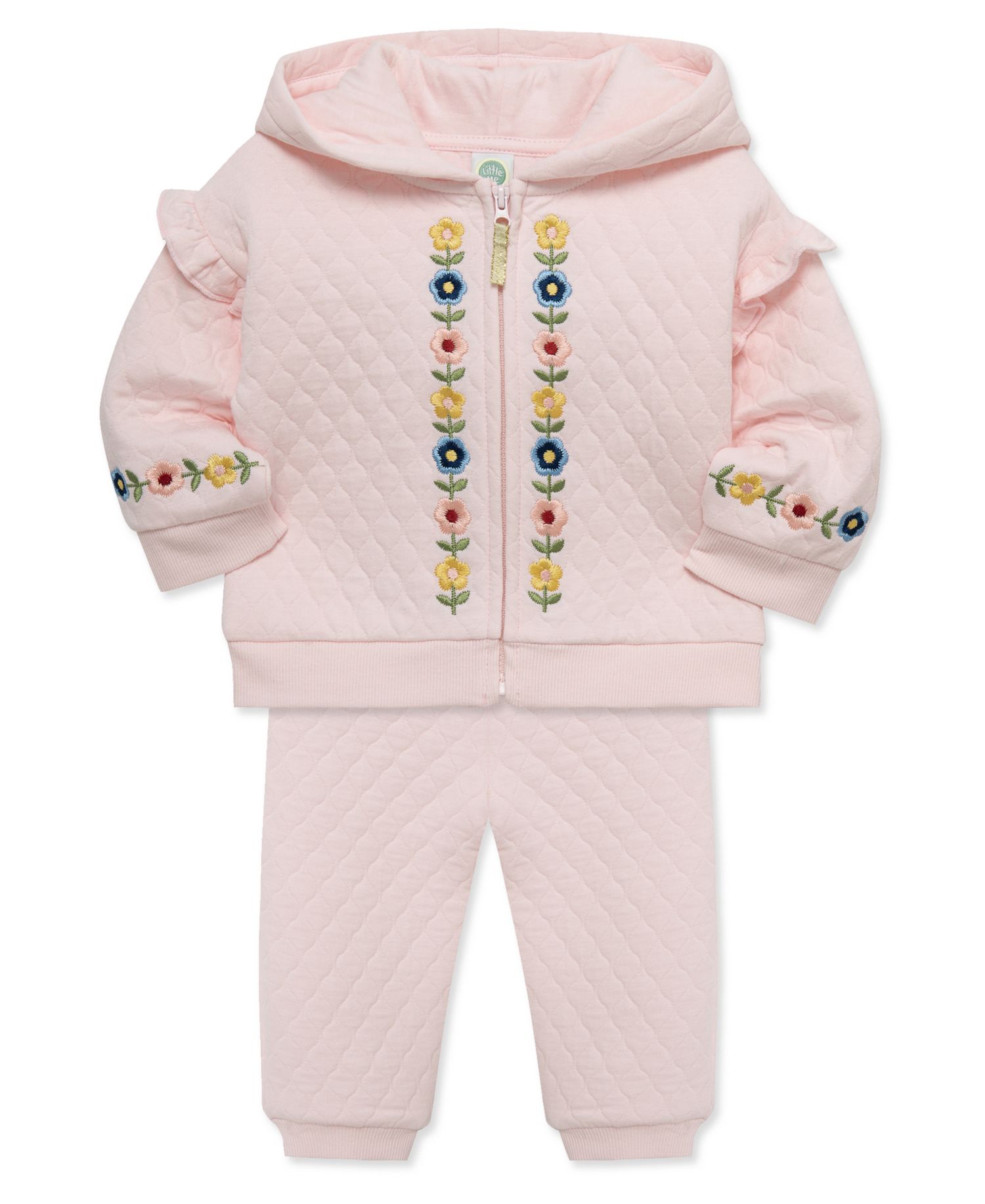 Baby Girls' Embroidered Hoodie and Pants, 2-Piece Set