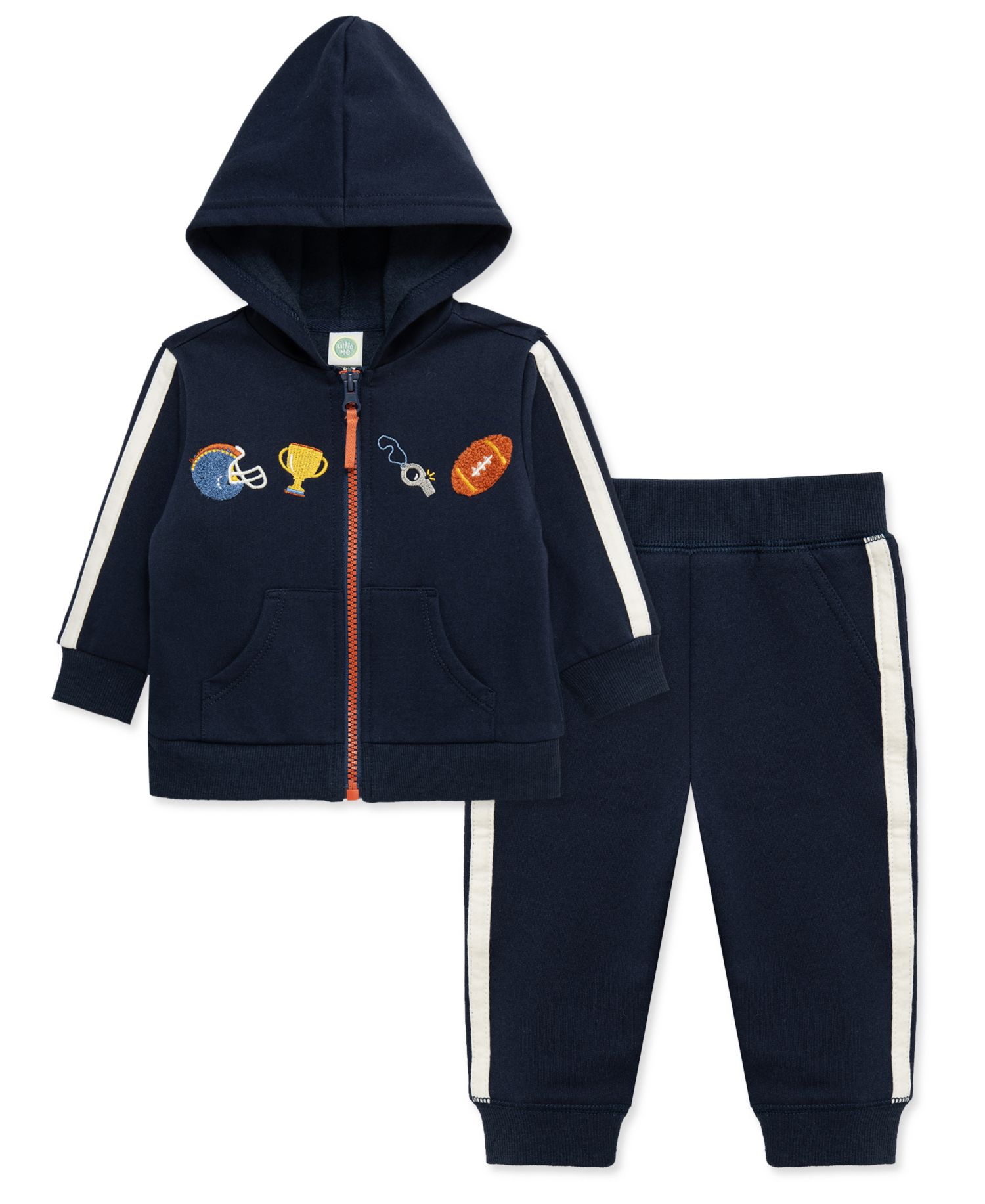 Baby Boys' Football Embroidered Hoodie and Joggers 2-Piece Set