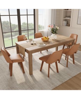 Dining Chairs of 6, PU Leather Upholstered Chairs with Wood Frame, Scratch-Resistant Padded Seat, Modern Armless Side Chairs