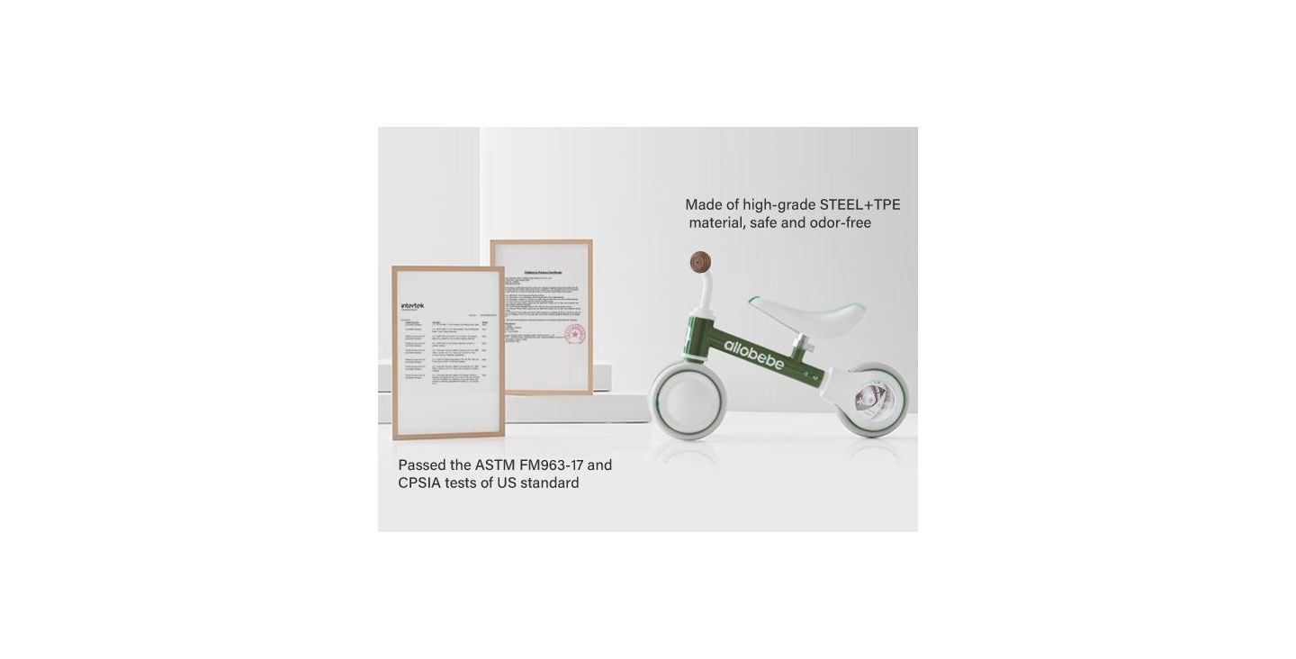Детская игрушка Allobebe Baby Balance Bike with Adjustable Seat and Silent Wheels, 3-Wheel Ride-On, Ages 1-3, цвет: Зелёный — фото 2