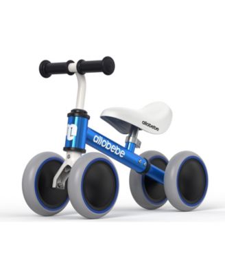 Baby Balance Bike 4-Wheel with Flashing Rear Wheel and Silent Wheels, Ages 1-2