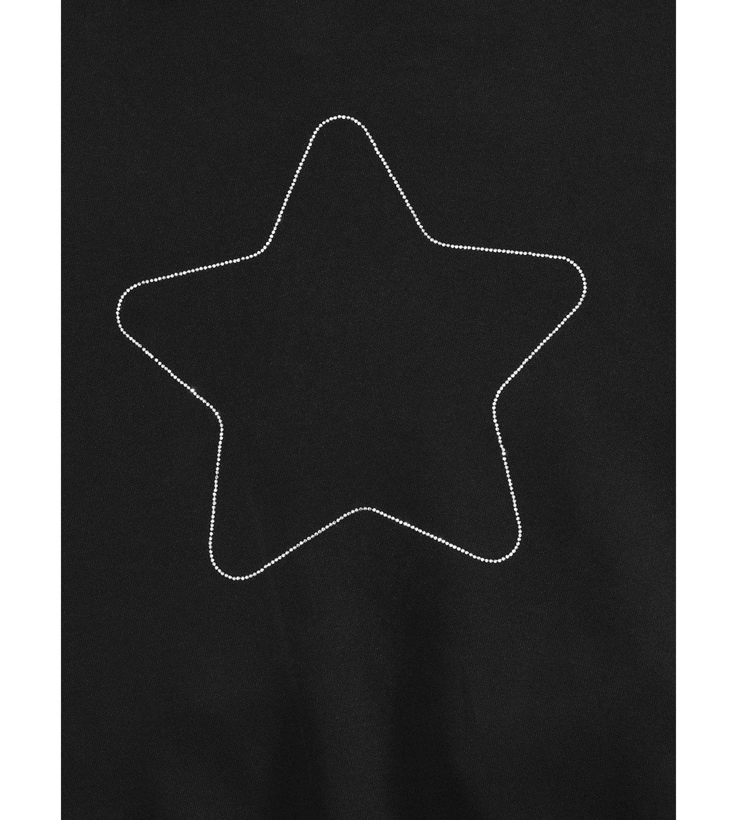 Мужское худи AELFRIC EDEN Boxy Rhinestone Star Pullover, цвет: Чёрный — фото 8