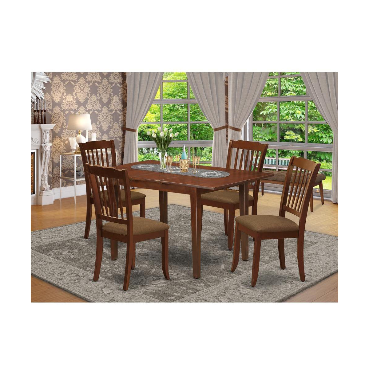 East West Furniture Dining Room Set Mahogany