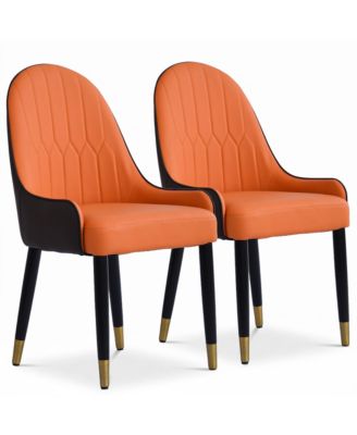Modern Kitchen Dining Chairs Faux Leather Upholstery with Thick Padding and Metal Legs Great for Dining Room or Kitchen