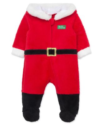Baby Boy' Santa Minky Velour Footed Coveralls