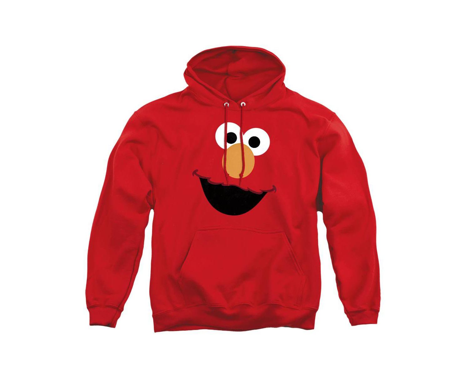 Men's Elmo Face Graphic Pullover Long-Sleeve Cotton-Polyester Blend Hoodie