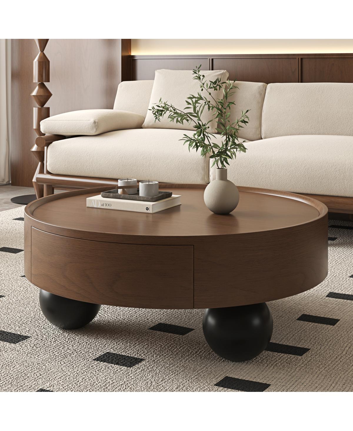 Streamdale Furniture Round Coffee Table with Storage and Feet