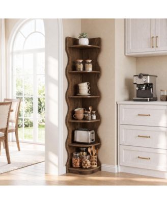 70.8" Tall Corner Bookcase, 5-Tier Corner Shelf Storage