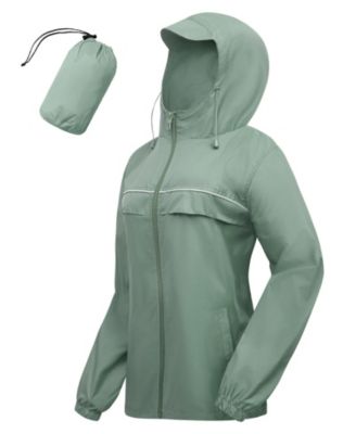 Women's Waterproof Packable Lightweight Hooded Rain Jacket
