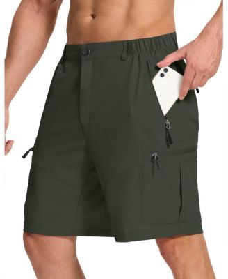 Mens Hiking Cargo Shorts 6 Zipper Pockets Quick Dry Lightweight UPF 50 Water Resistant Golf Fishing Casual Wear