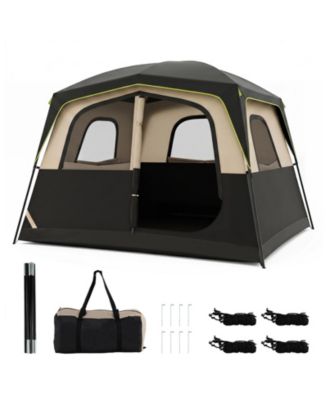 6-Person Camping Tent with Top Rainfly Mesh Windows Large Door Ground Stakes