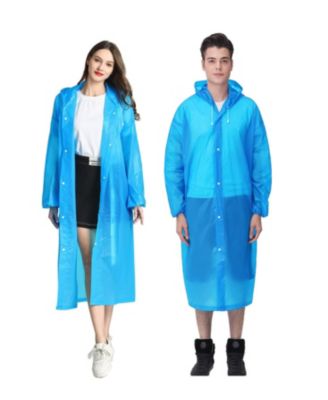 2 Pack Adult Rain Ponchos Packable Drawstring Hood Travel Jackets