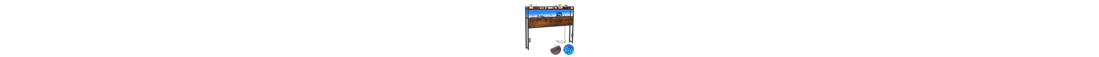 Sugift Full Size Headboard with Shelves Led Lighting 3 Outlets and 3 Usb Charging Ports