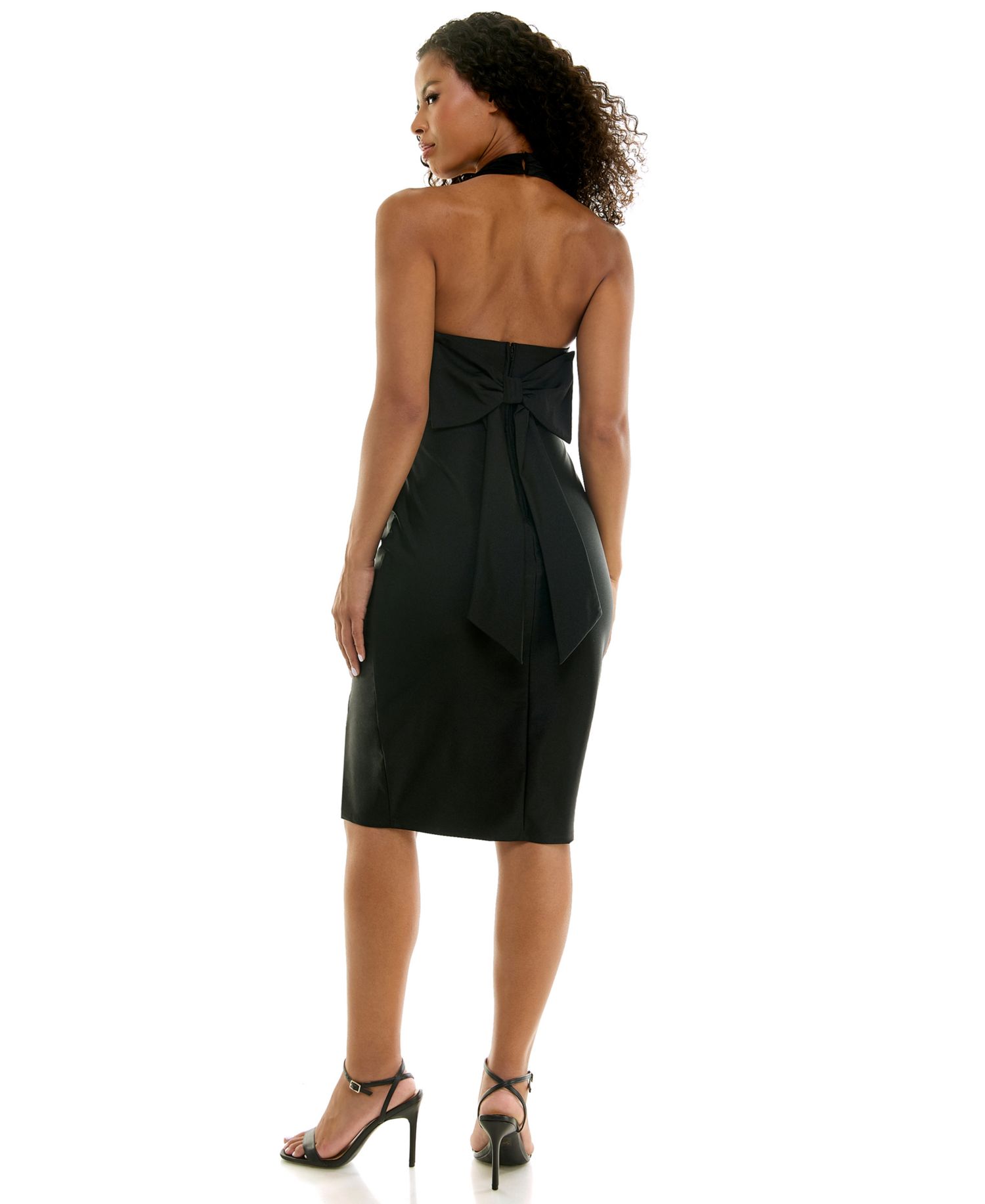 Juniors' Halter Satin Midi Dress