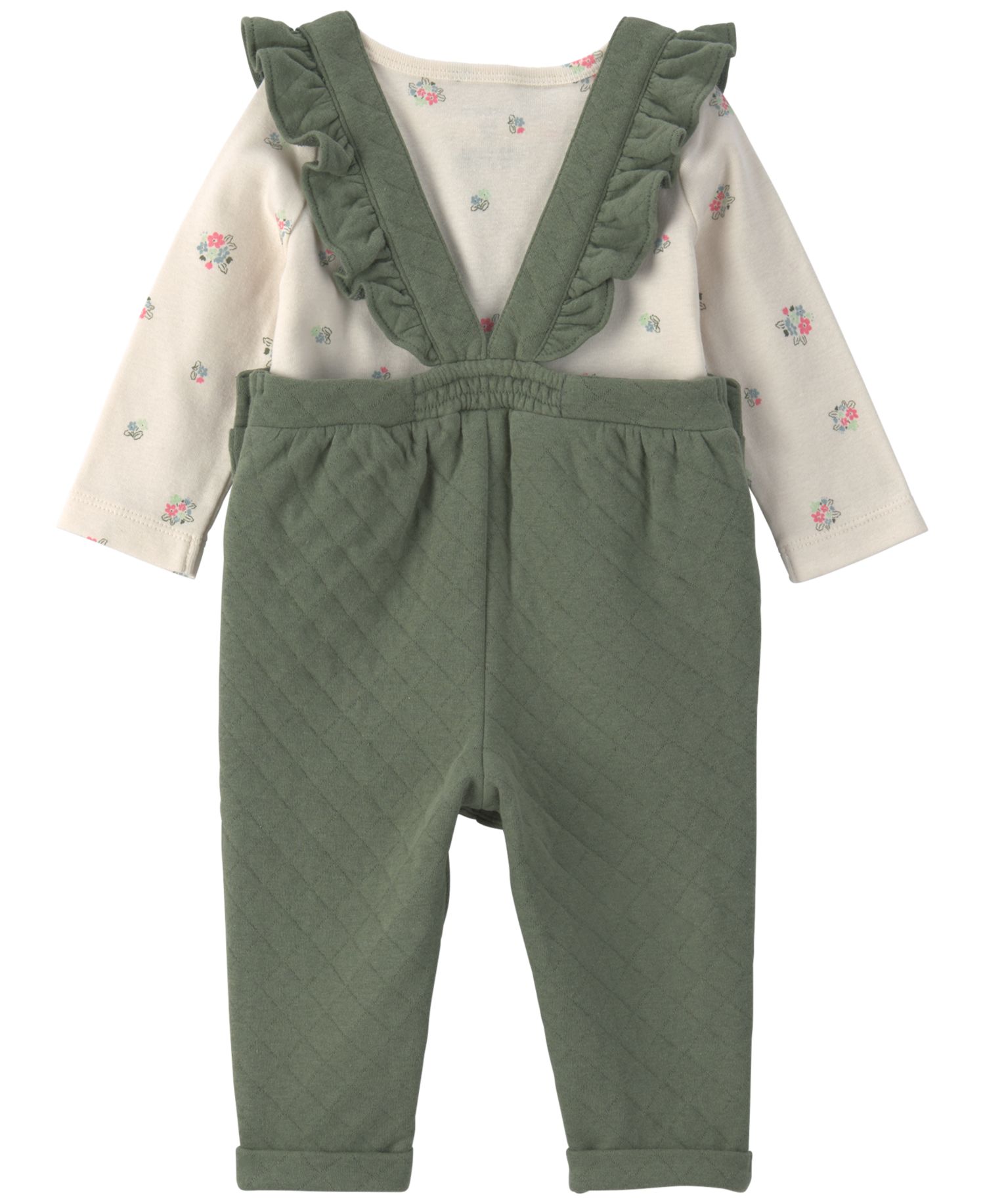 Baby Girls' Printed T-Shirt and Quilted Overall, 2-Piece Set