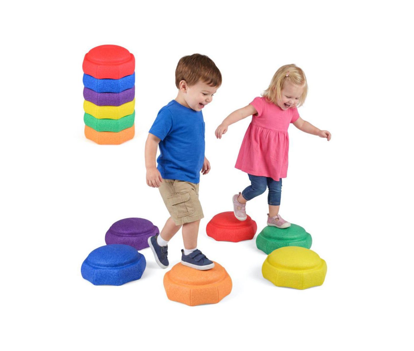 Детские игрушки Slickblue 6-Piece Kids Balance Stepping Stones for Sensory Play, Ages 3+, цвет: Разноцветный — фото 5