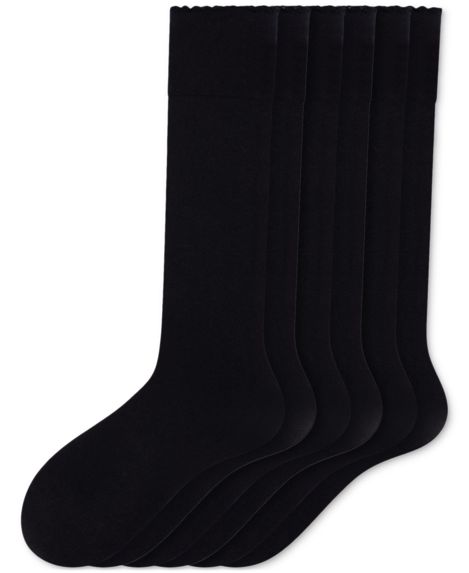 Women's Compression Opaque Scalloped-Edge Knee-High Socks, 3-Pack