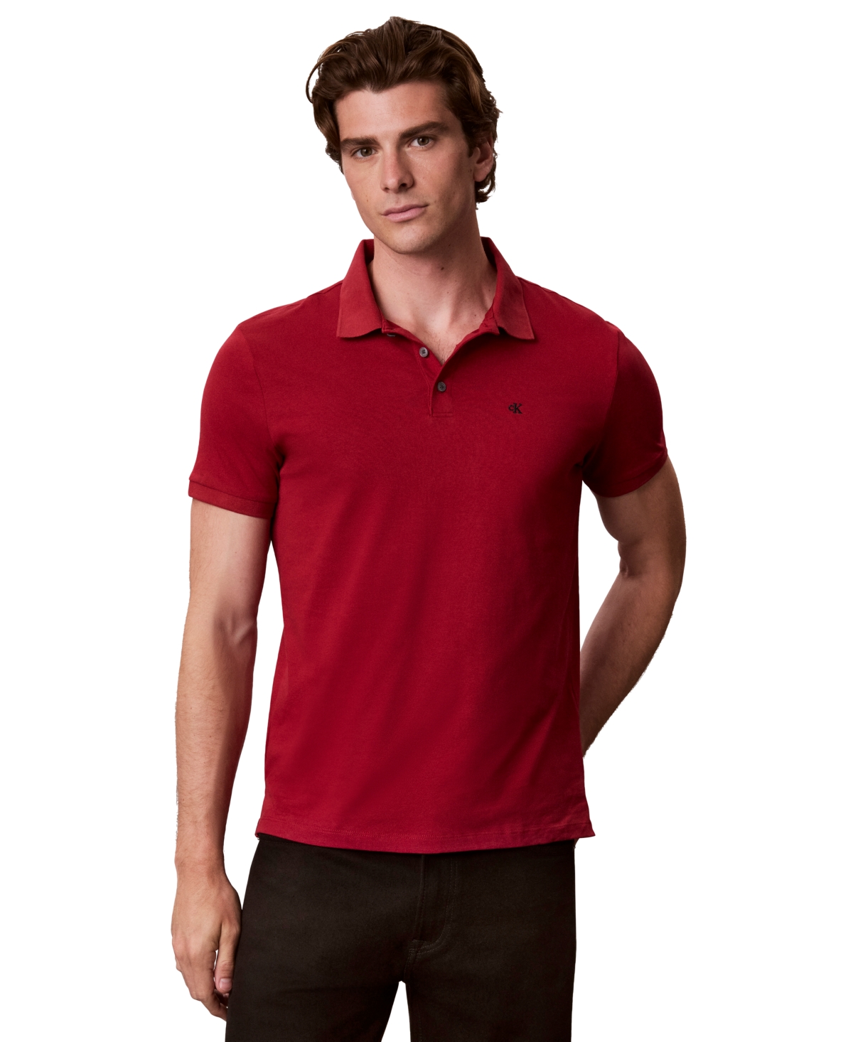 Calvin Klein Men's Short Sleeve Solid Polo Shirt - RIO RED