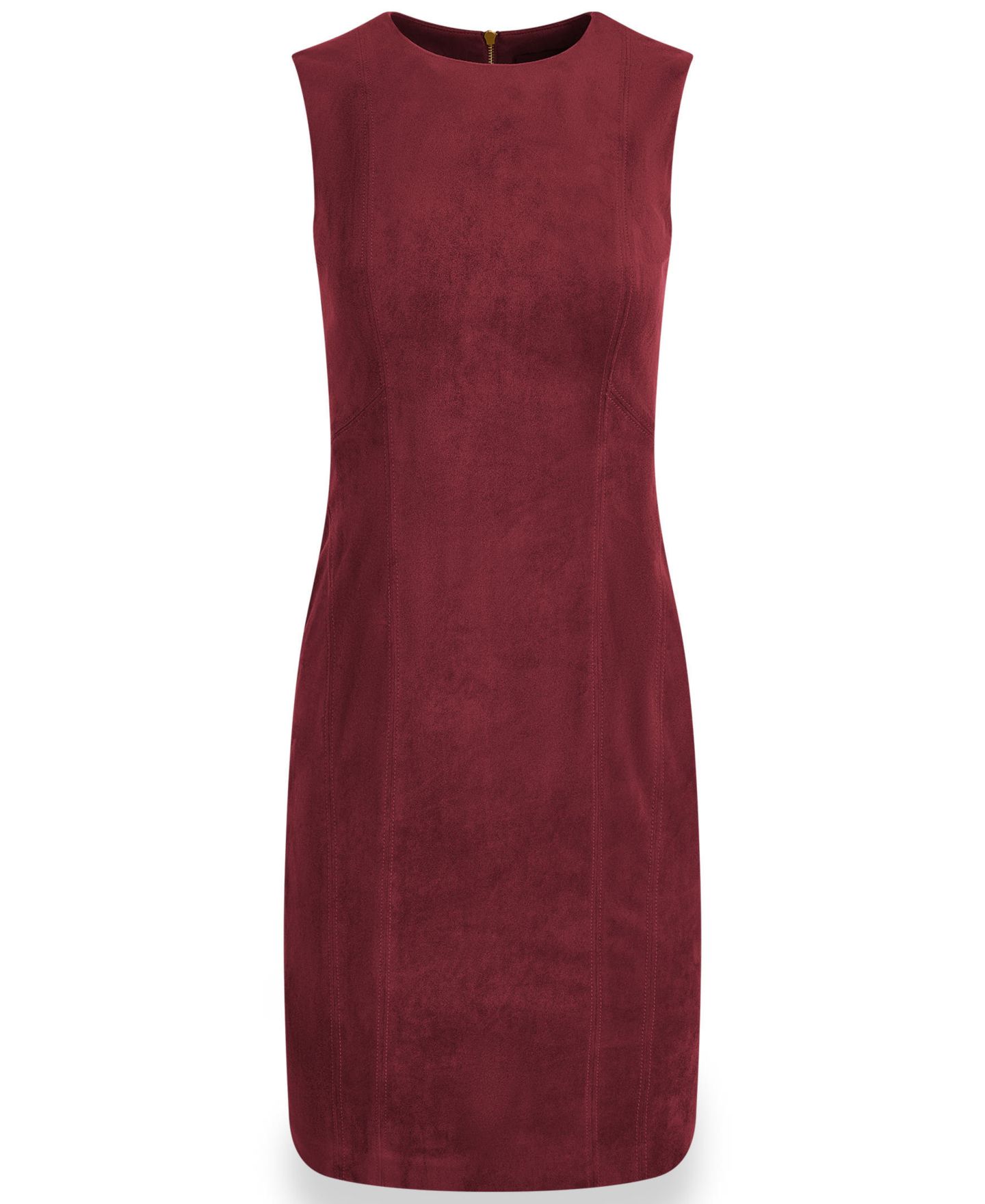 Женское платье Donna Karan New York Sleeveless Crewneck Suede Sheath, цвет: Чёрный вишнёвый — фото 4