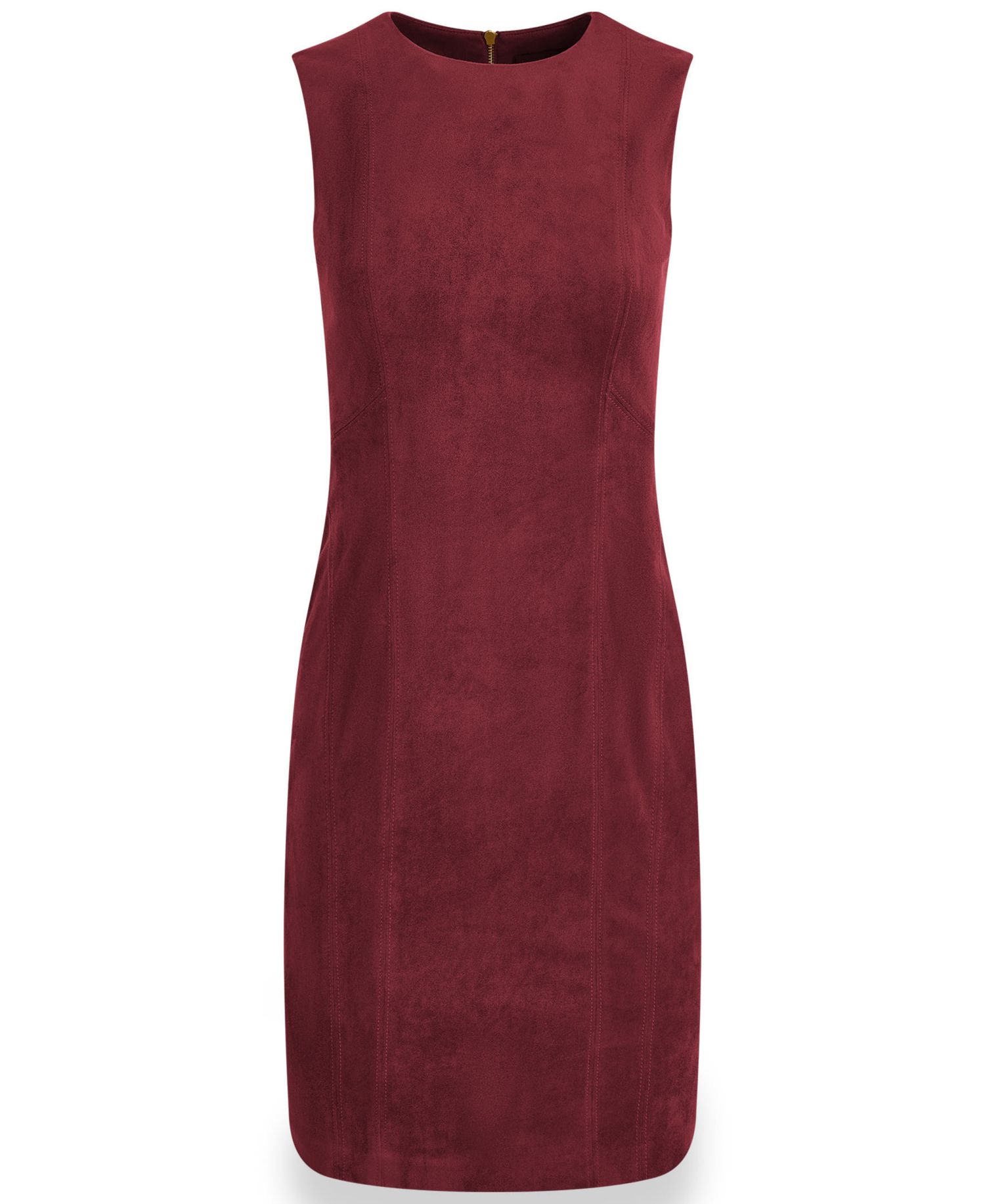 Women's Sleeveless Crewneck Suede Sheath Dress
