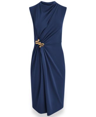 mother of bride dress navy blue Zapakasa Women Long Sleeves Chiffon A-Line Long the with Lace High Neck Long Sleeves Wedding Guest Dress Color:Pearl sleeve Black Beach Crochet Tie Bateau Neck5