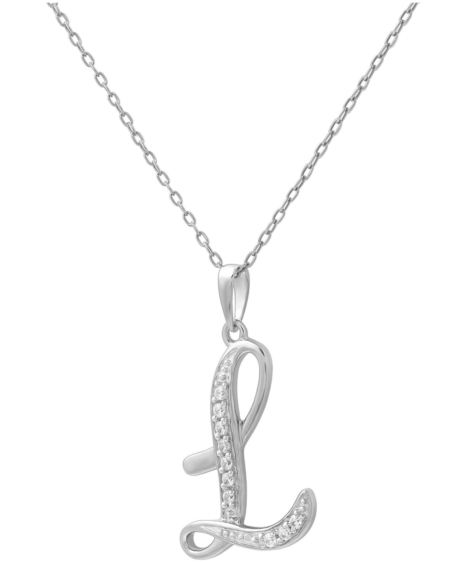 Diamond L Initial 18" Pendant Necklace (1/10 ct. t.w.) in Sterling Silver
