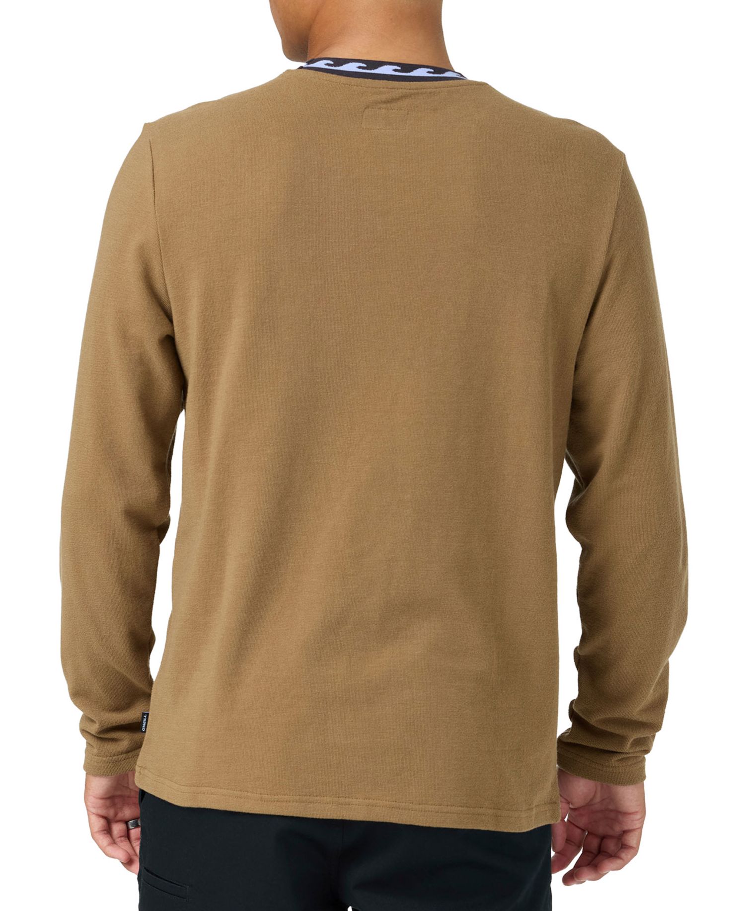 Men's Wave Cult Bennett Long-Sleeve Crewneck Jacquard Wave-Pattern T-Shirt