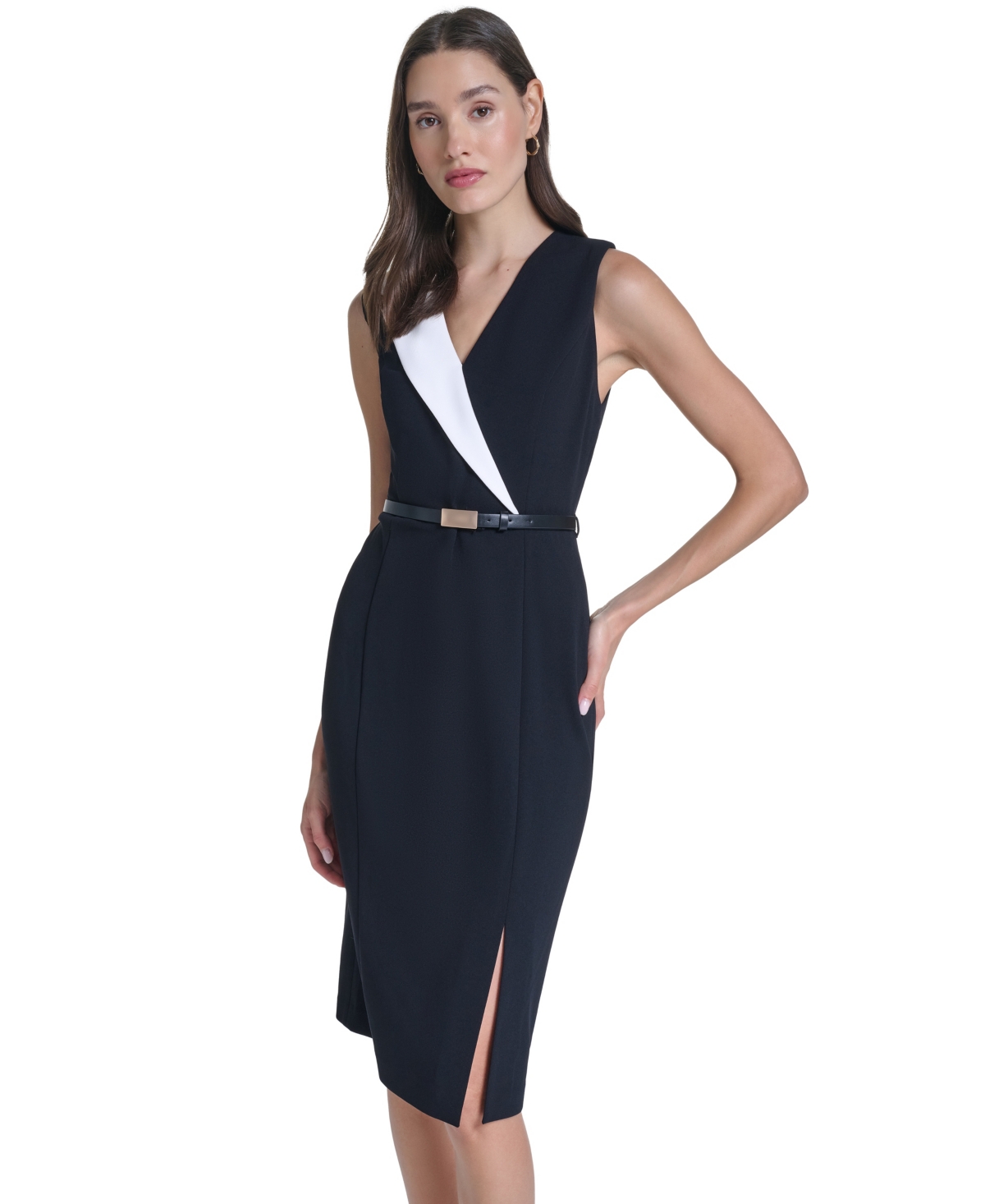 Calvin Klein Women's V-Neck Sleeveless Sheath Dress