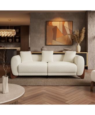 Cloud Couch Round Arm Plush Boucle Sofa for Living Room Apartment Minimalist