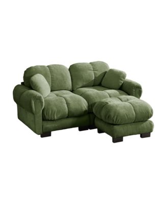 Chenille Cloud L-Shaped Loveseat Sofa,Stylish petal design Sofa Couch with Movable Ottoman
