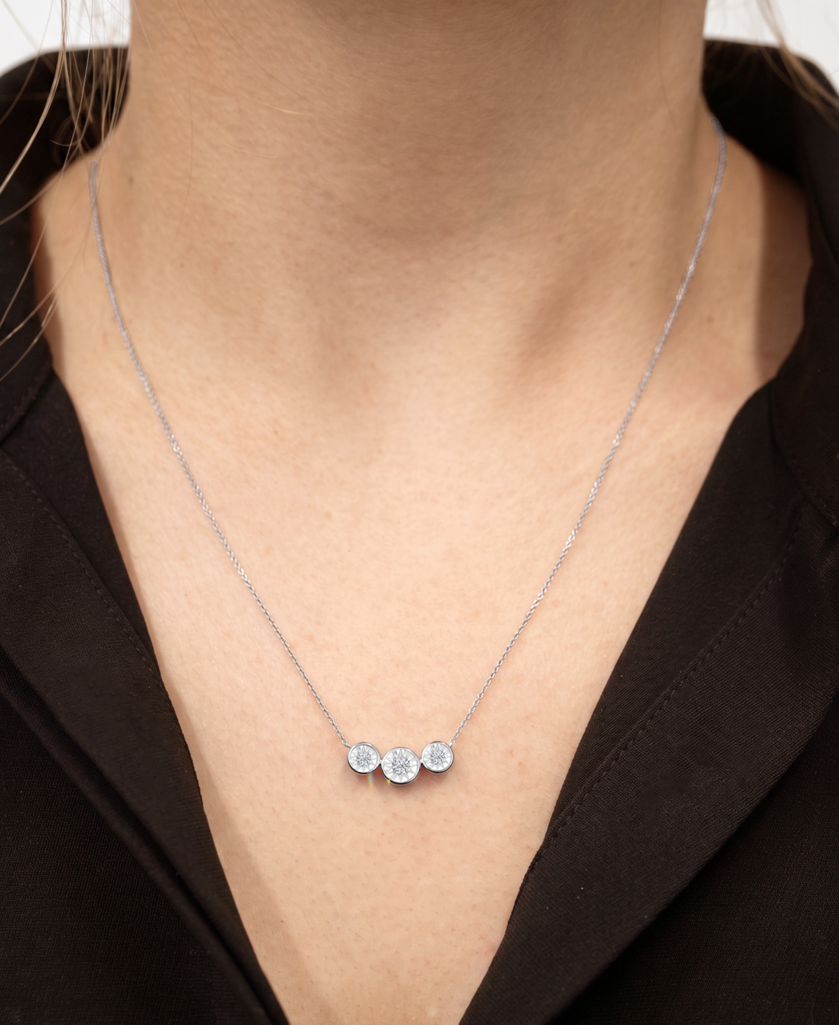 Macy's Lab-Grown Diamond Necklace (1/10 ct. t.w.) in Sterling Silver