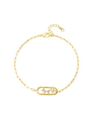Cubic Zirconia Gold-Plated Chain Bracelet