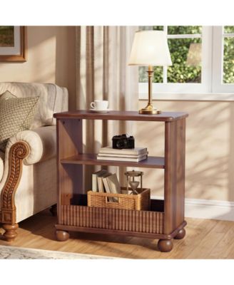 Solid Wood Side Table,3-Tier Narrow End Table,Easy Assembly