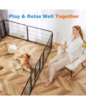 24" 8-Panel Metal Dog Playpen, Indoor and Outdoor Pet Exercise Fence with Secure Door for Small Medium Large Dogs