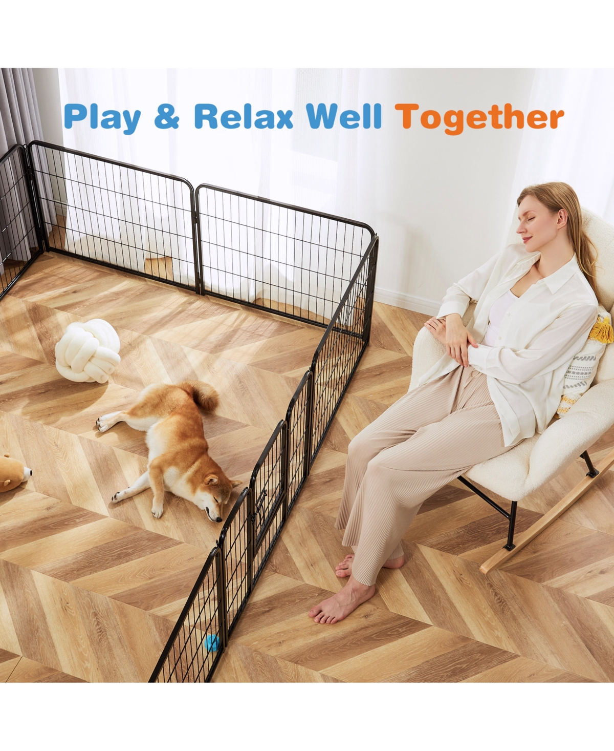 Zeny 24" 8-Panel Metal Dog Playpen, Indoor and Outdoor Pet Exercise Fence with Secure Door for Small Medium Large Dogs