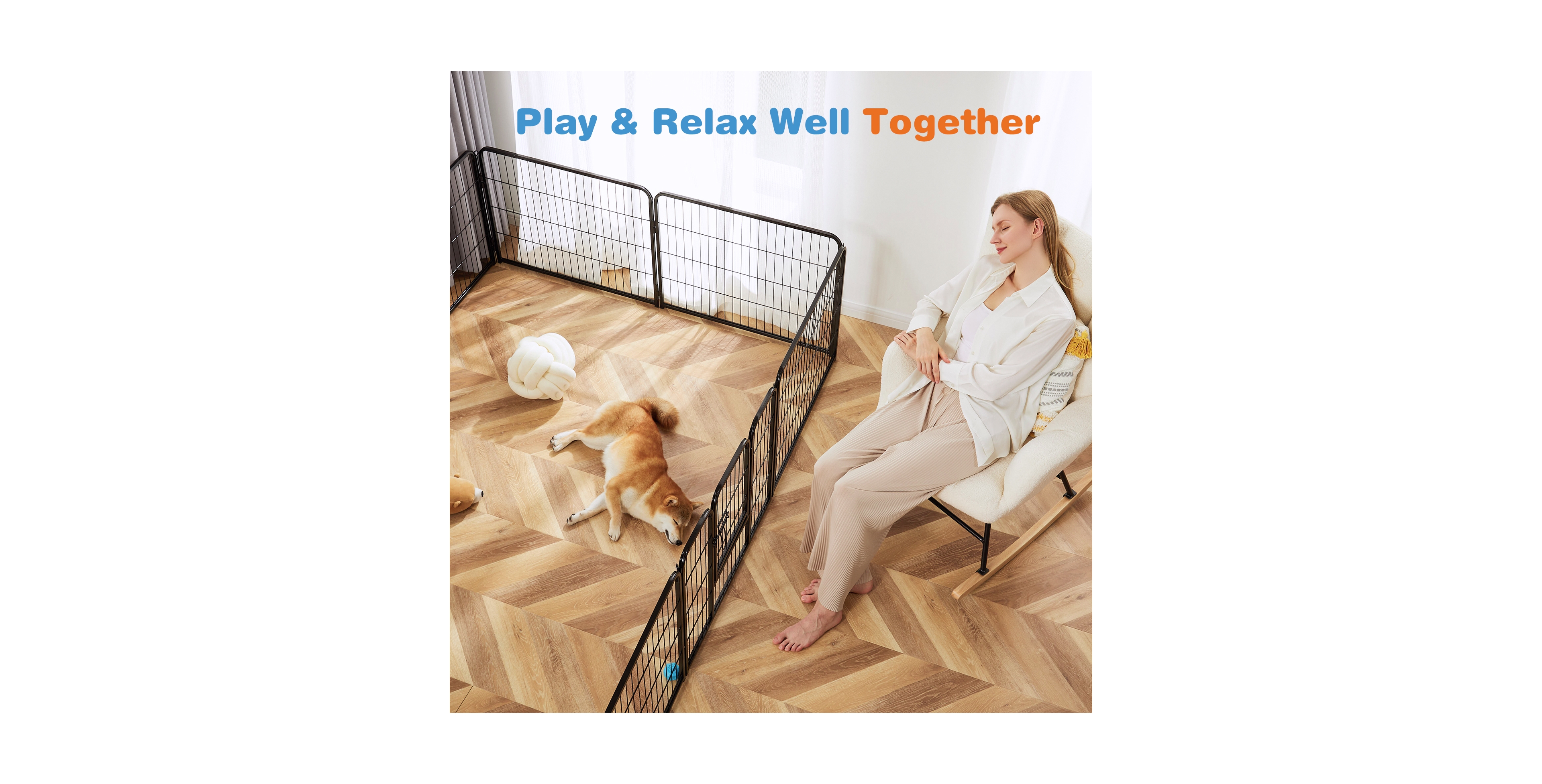 Zeny 24" 8-Panel Metal Dog Playpen, Indoor and Outdoor Pet Exercise Fence with Secure Door for Small Medium Large Dogs