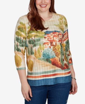 Petite Side-Slit 3/4-Sleeve Knit Top