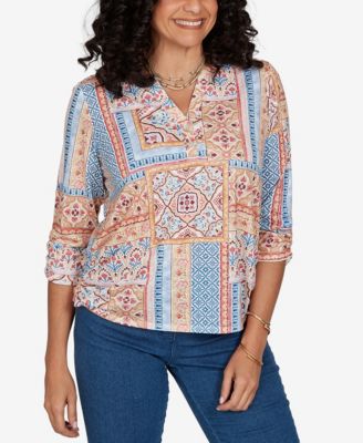 Petite Henley 3/4-Sleeve Top