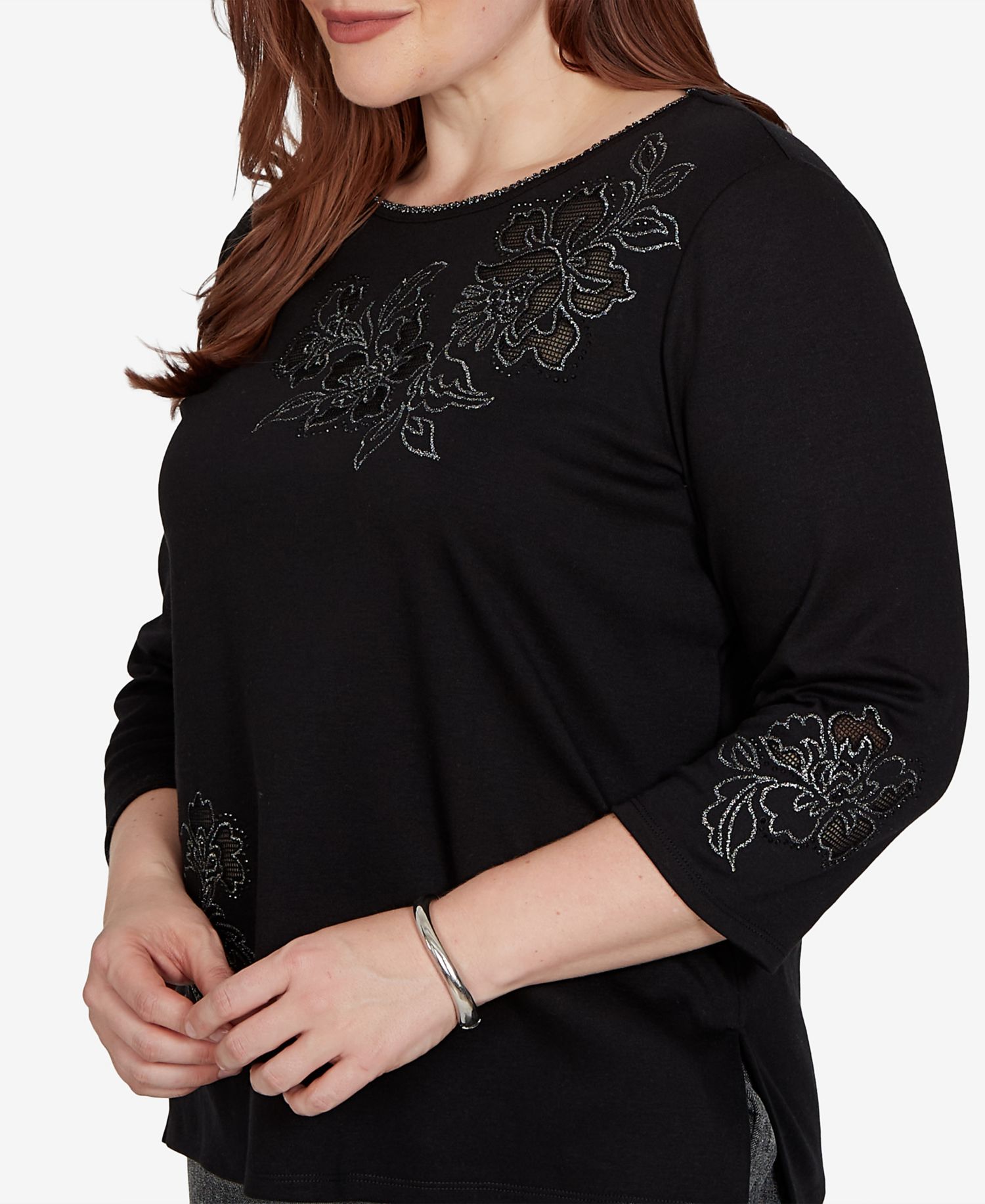Petite Crewneck 3/4-Sleeve Knit Top