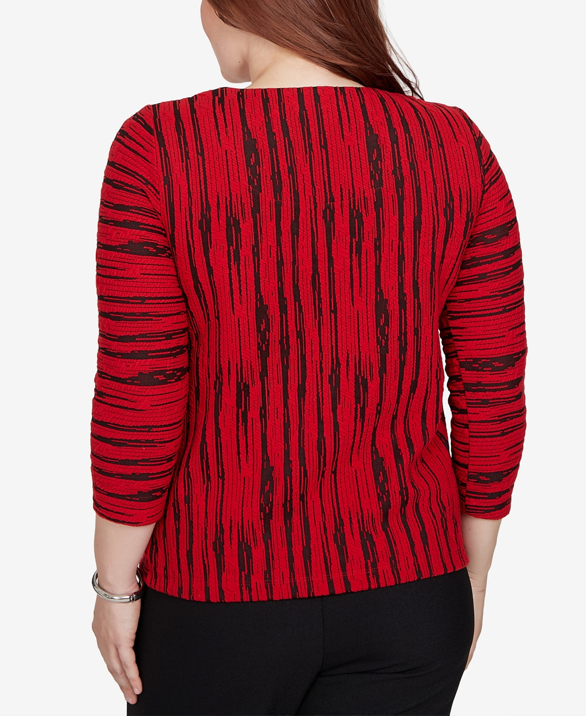 Alfred Dunner Petite Keyhole Neck 3/4-Sleeve Blouse