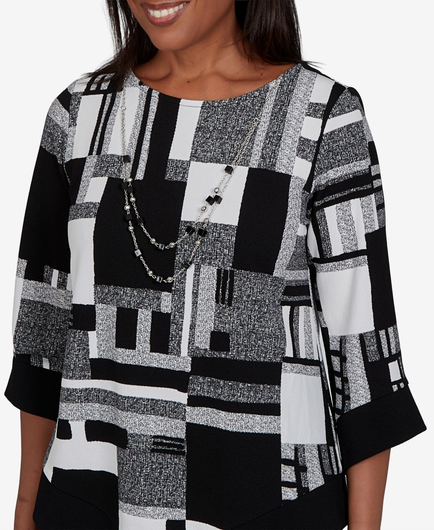 Petite 3/4-Sleeve Asymmetric-Hem Tunic