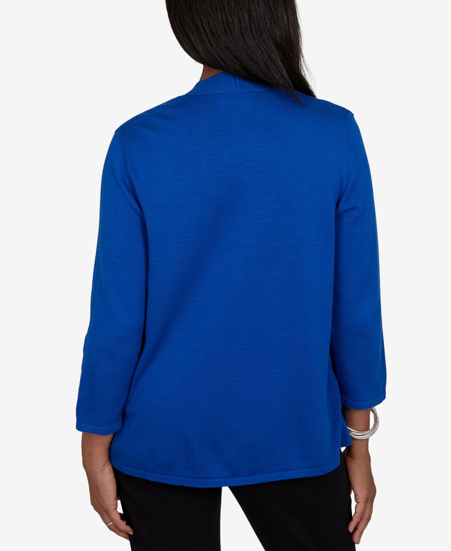 Petite Sweatr Pet Shawl-Collar 3/4-Sleeve Cardigan