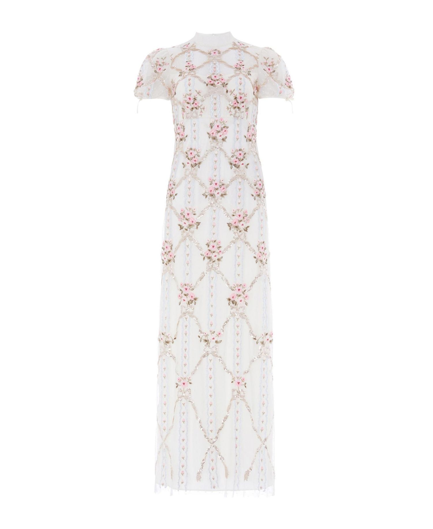Women's High-Neck Embroidered Maxi Gown