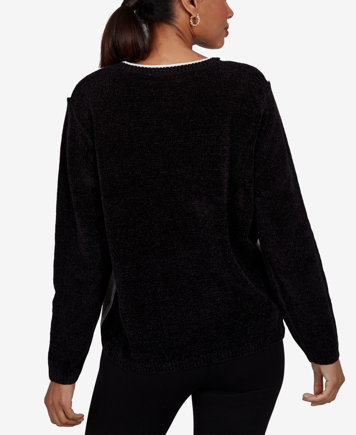 Women's Sweatr Cable-Knit Colorblock Crewneck Long-Sleeve Pullover