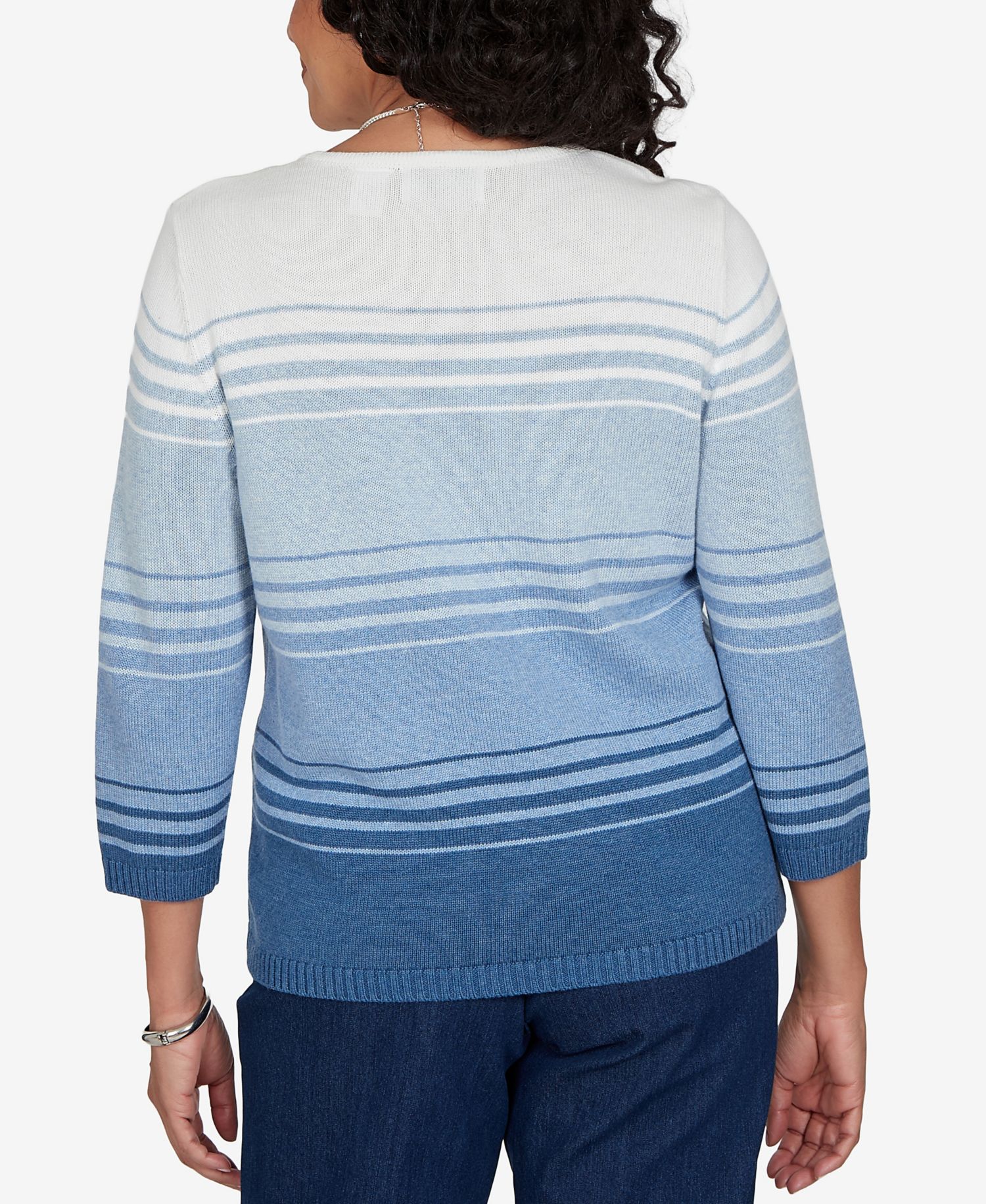 Women's 3/4-Sleeve Stripe Crewneck Pullover